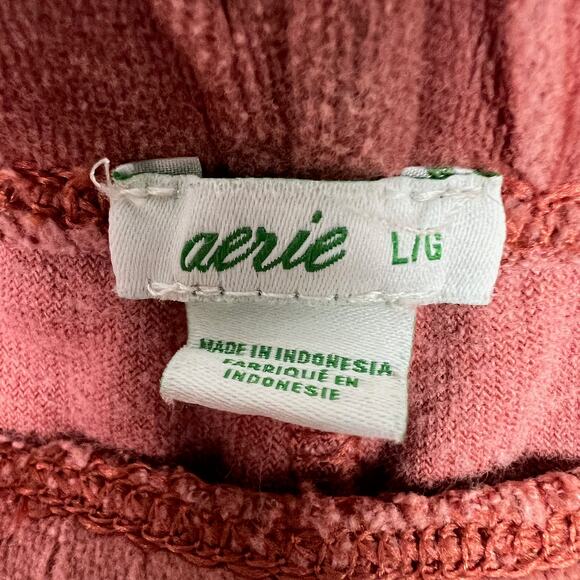 Aerie Women's Size Large Real Obsessed Coral Pink Velour Jogger Lounge Weekend - Picture 3 of 7